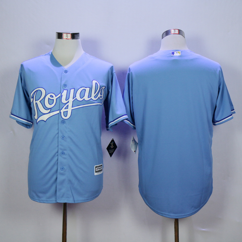 Men Kansas City Royals Blank Light Blue MLB Jerseys
